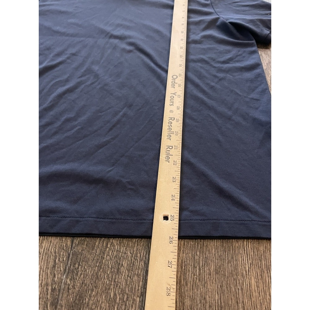Vince Camuto Polo Mens Large Cuban Collar Pima Cotton Blue Short Sleeve - Picture 5 of 6